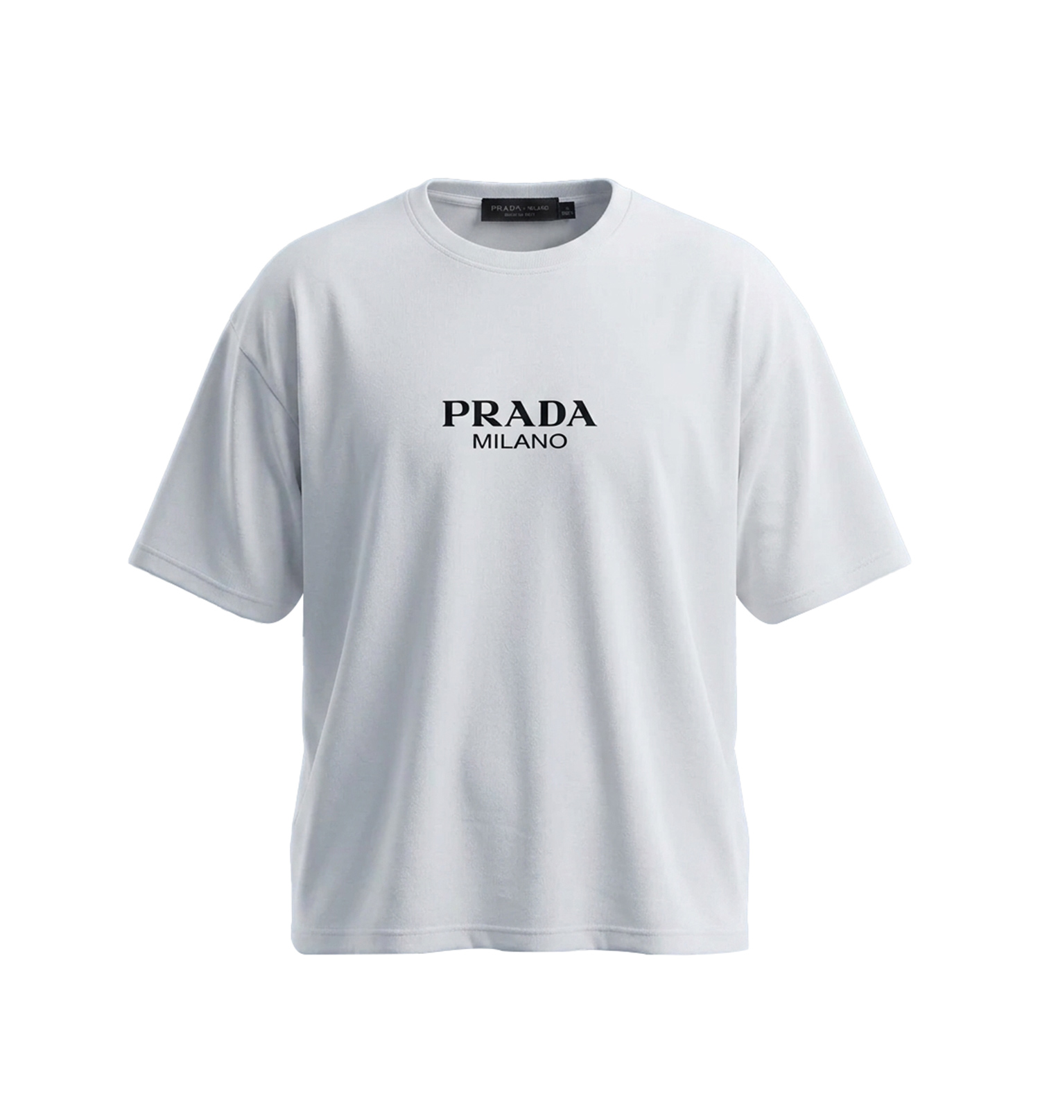 تیشرت Prada یقه گرد مردانه سفید دورس پنبه طرحدار مدل 49668