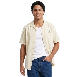 پیراهن لینن مردانه آستین کوتاه ساده Polo مدل 49728