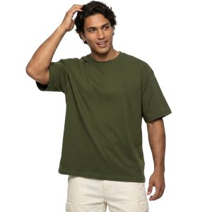 تیشرت Polo یقه گرد مردانه باکسی نخ پنبه ساده مدل 49993