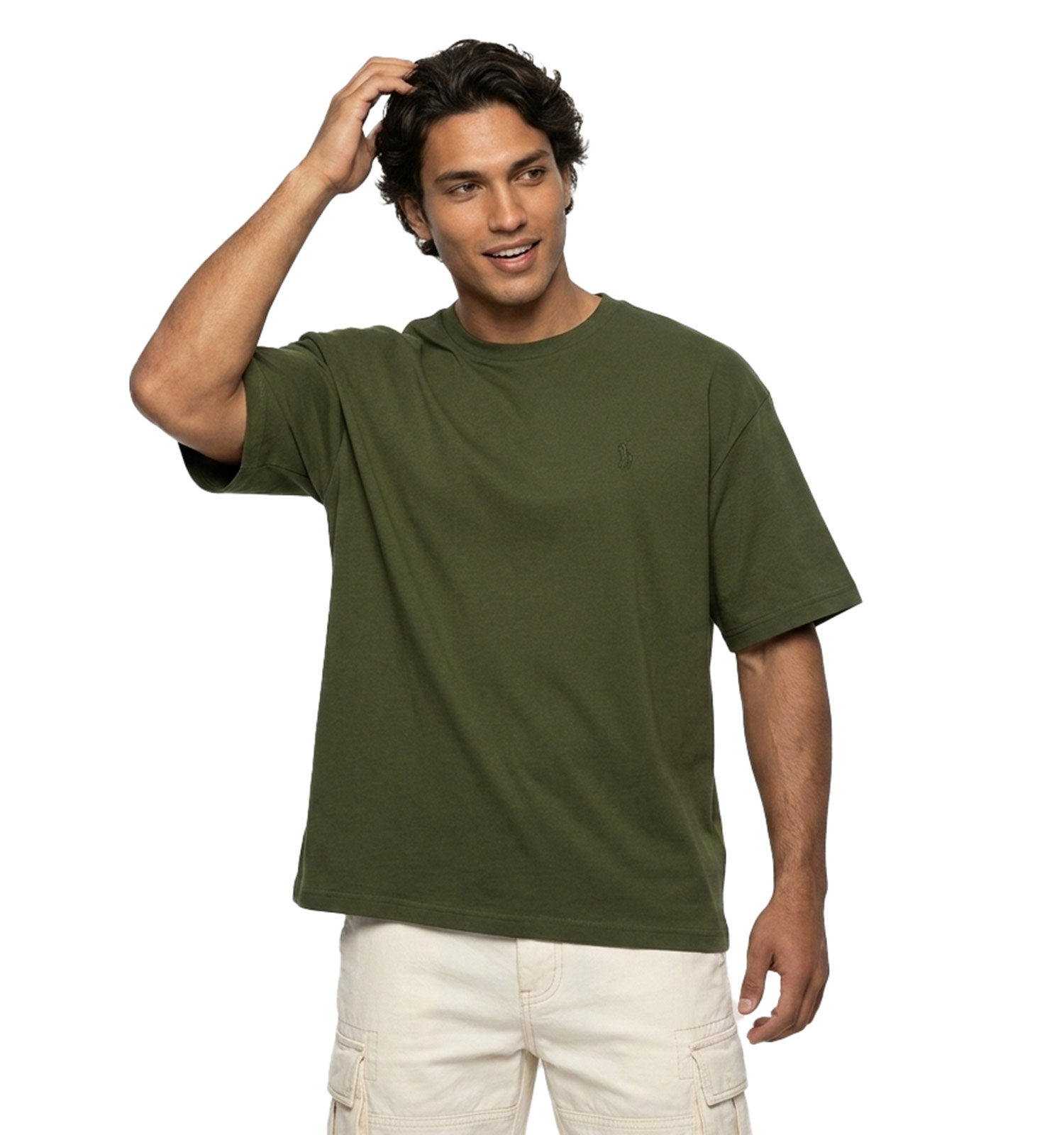 تیشرت Polo یقه گرد مردانه باکسی نخ پنبه ساده مدل 49993