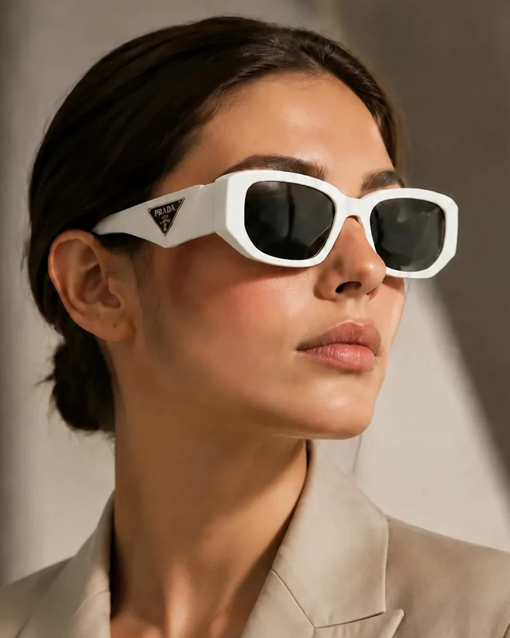 عینک اسپرت مدل PRADA فریم سفید کد 6523