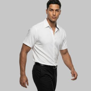 پیراهن مردانه آستین کوتاه ساده سفید مدل 49971