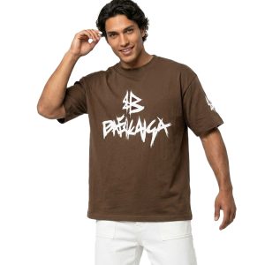 تیشرت Balenciaga یقه گرد مردانه باکسی نخ پنبه طرحدار مدل 50080