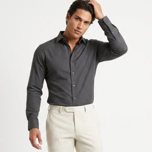 پیراهن پنبه مردانه آستین بلند ساده Polo مدل 49815