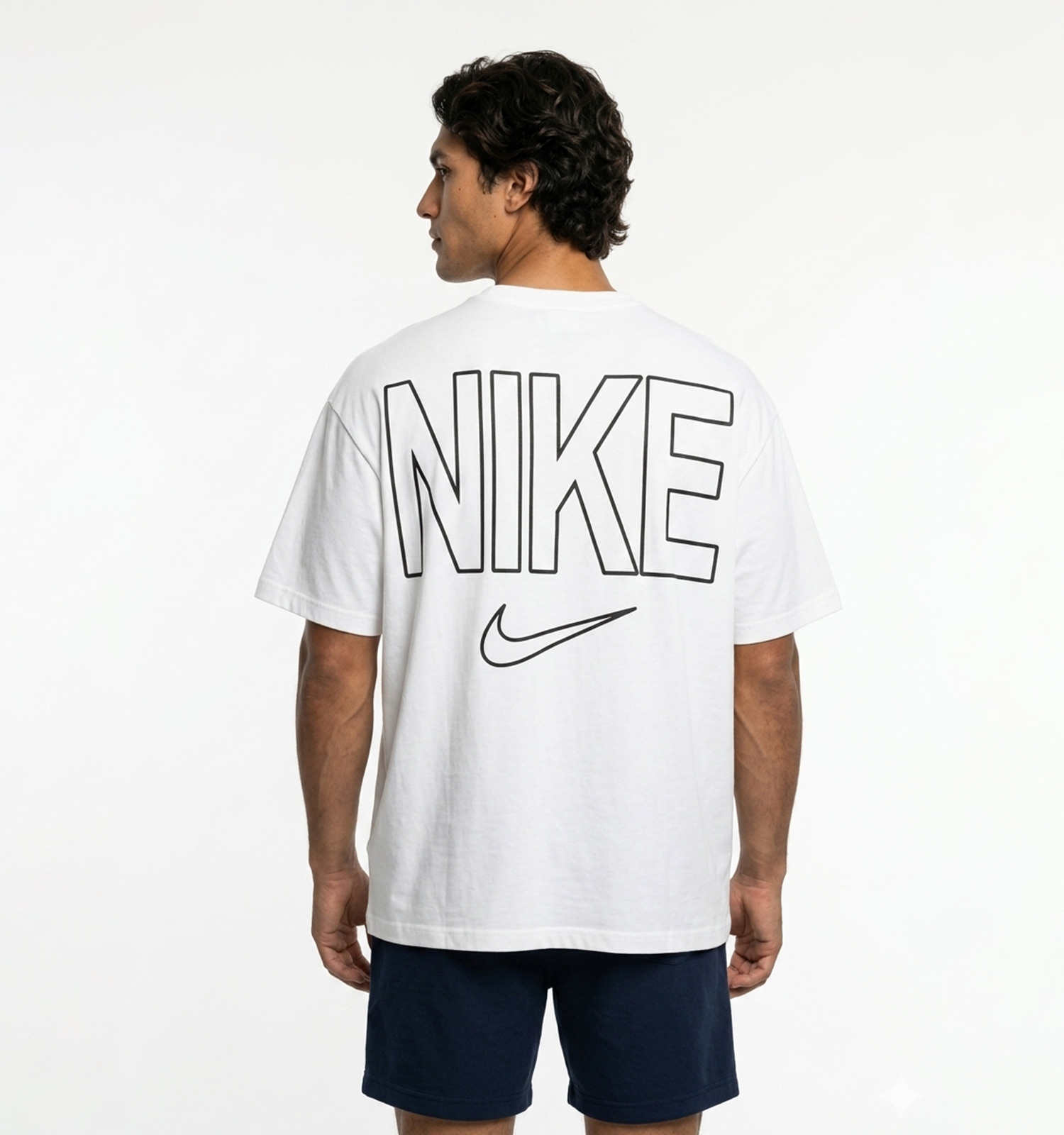 تیشرت Nike یقه گرد مردانه باکسی سفید نخ پنبه طرحدار مدل 50106