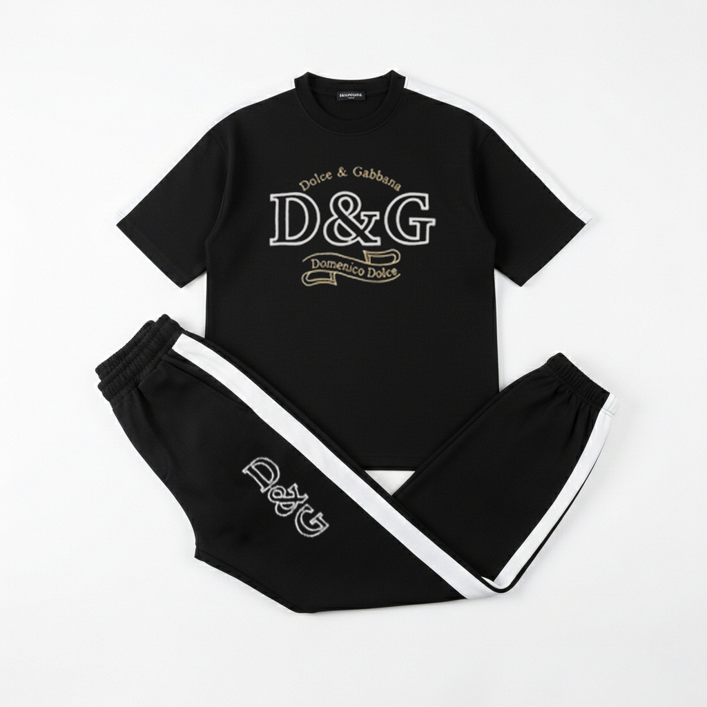 ست تیشرت شلوار مردانه بنگال کش مدل D&G مشکی