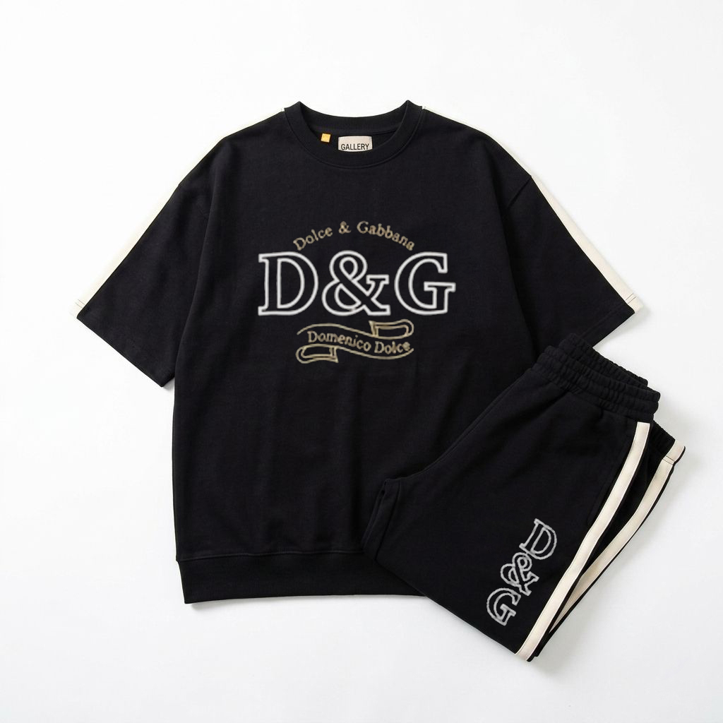 ست تیشرت شلوار مردانه بنگال کش مدل D&G مشکی