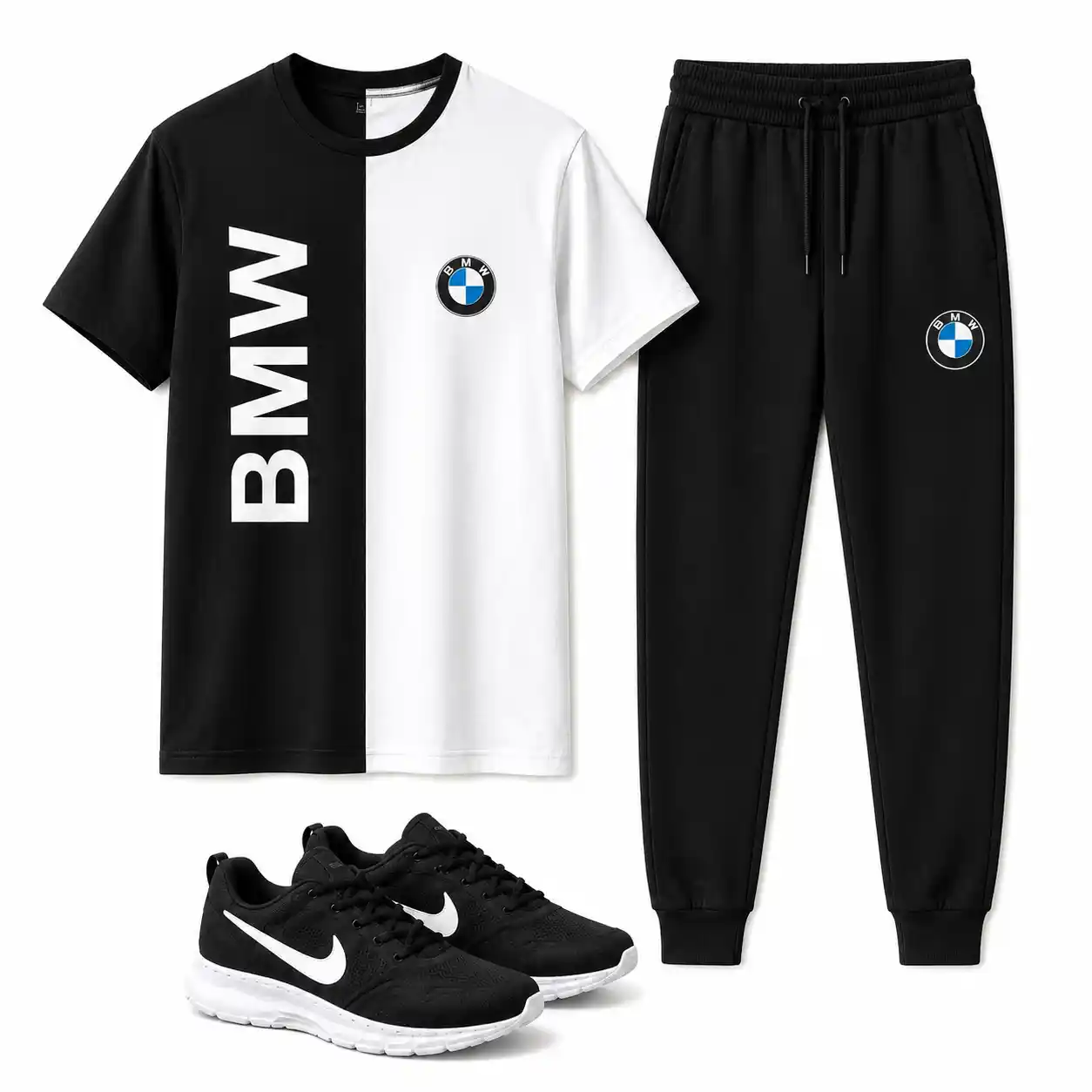 پکیج ست تیشرت شلوار bmw مردانه مدل Noman کفش ورزشی مدل Pavlo