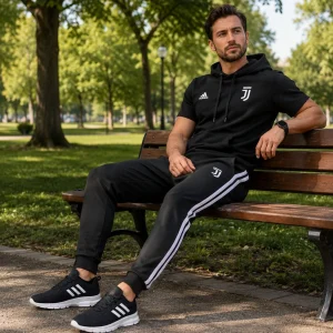پکیج ست تیشرت کلاهدار شلوار مردانه مدل Juventus کفش ورزشی مردانه مدل Alshen