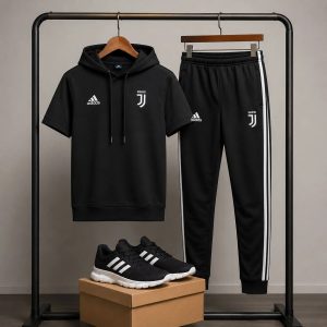 پکیج ست تیشرت کلاهدار شلوار مردانه مدل Juventus کفش ورزشی مردانه مدل Alshen