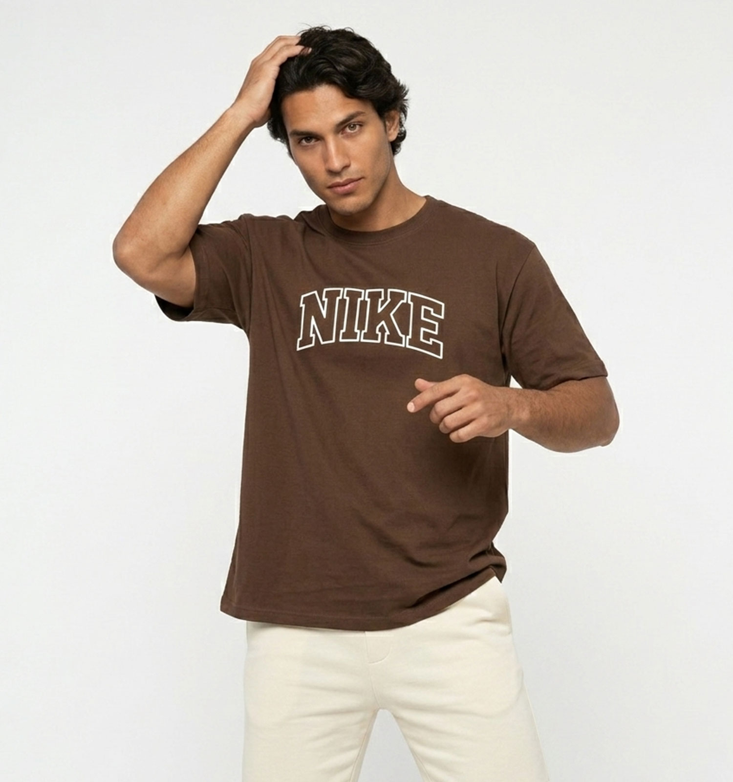 تیشرت Nike یقه گرد مردانه باکسی نخ پنبه طرحدار مدل 50110