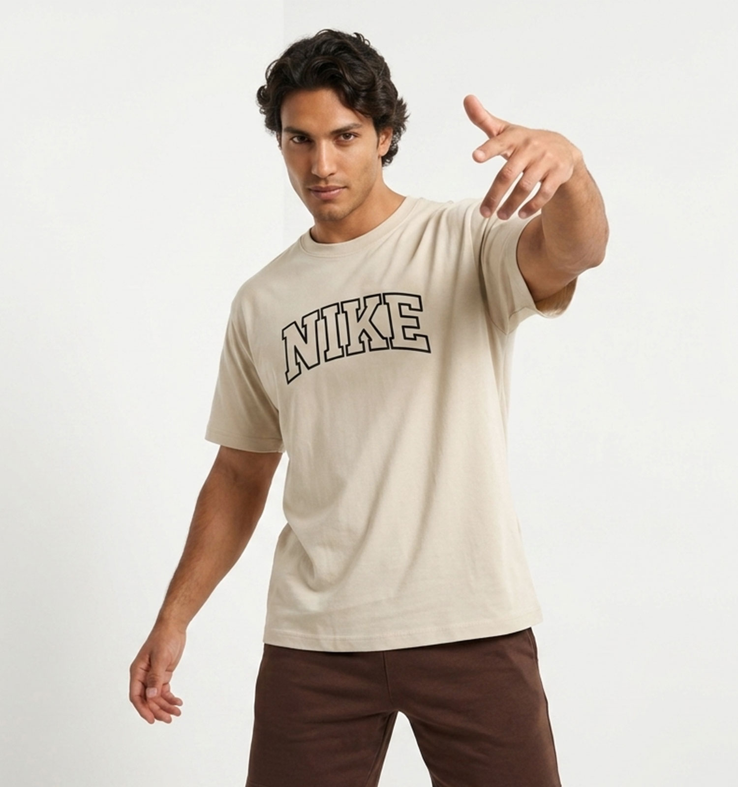 تیشرت Nike یقه گرد مردانه باکسی نخ پنبه طرحدار مدل 50108