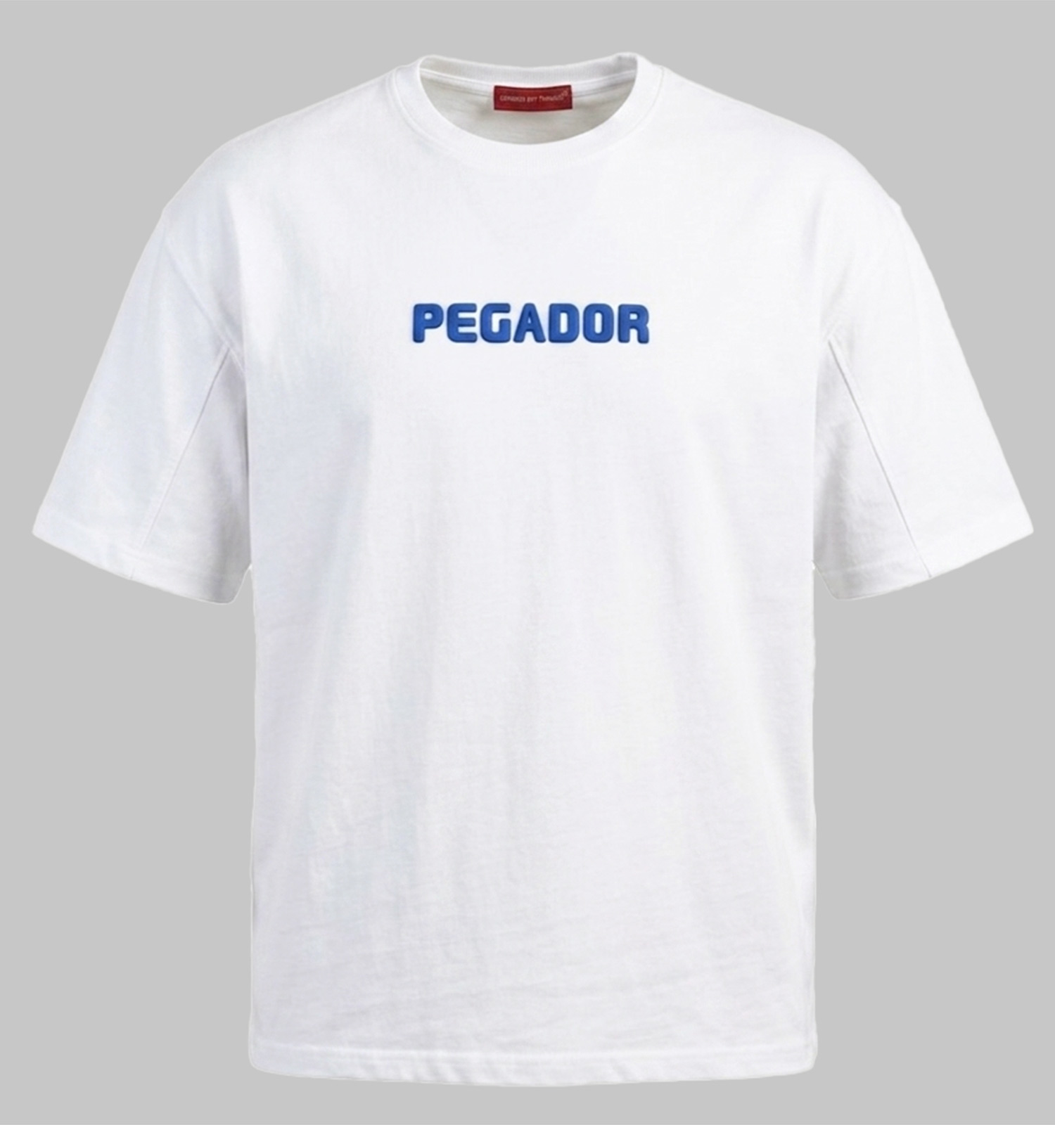 تیشرت Pegador یقه گرد مردانه باکسی سفید دورس پنبه طرحدار مدل 50123