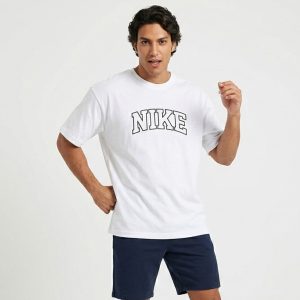 تیشرت Nike یقه گرد مردانه باکسی سفید نخ پنبه طرحدار مدل 50106