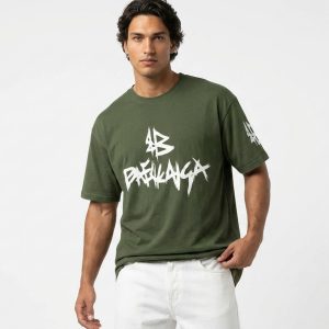 تیشرت Balenciaga یقه گرد مردانه باکسی نخ پنبه طرحدار مدل 50079