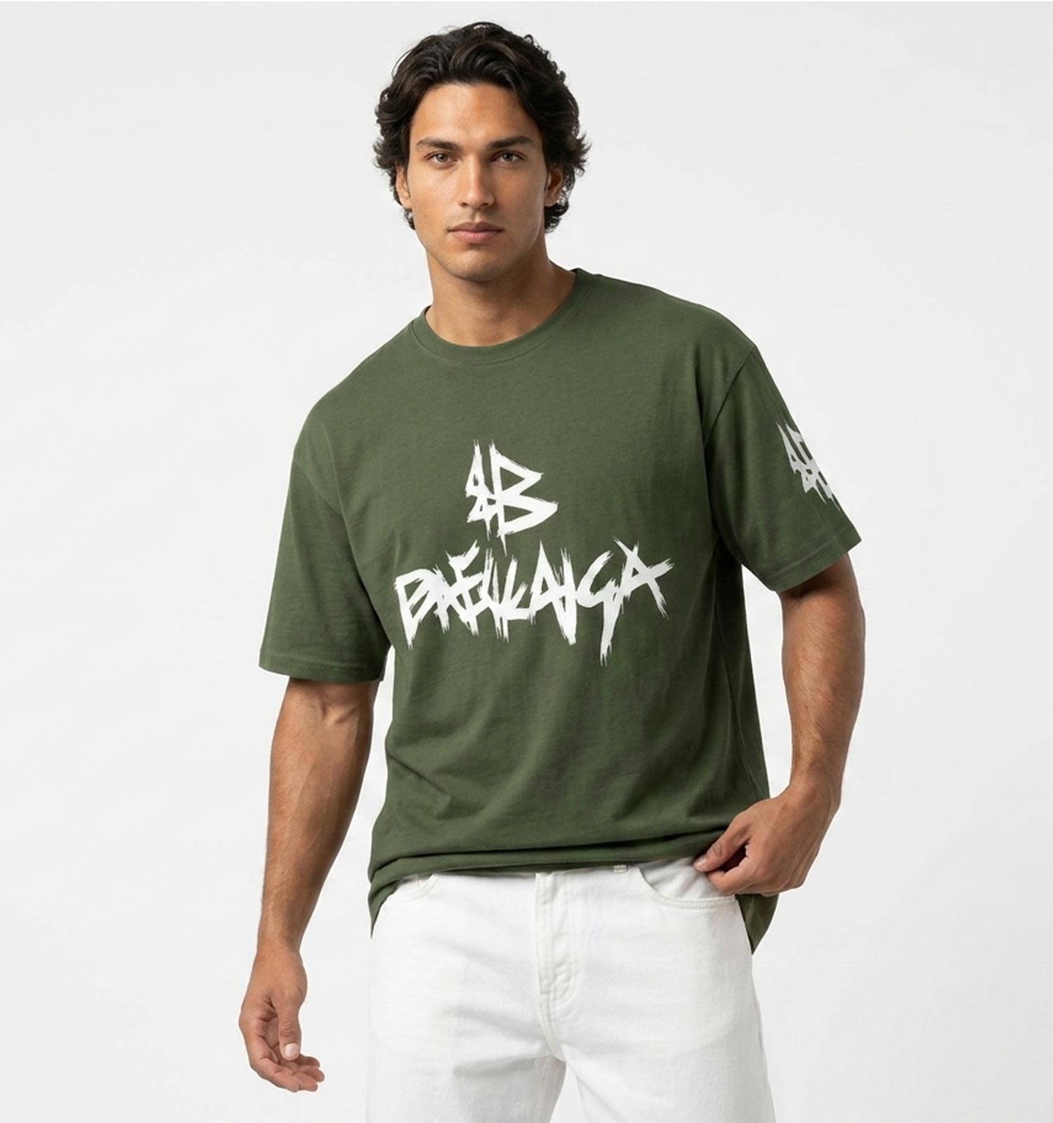 تیشرت Balenciaga یقه گرد مردانه باکسی نخ پنبه طرحدار مدل 50079