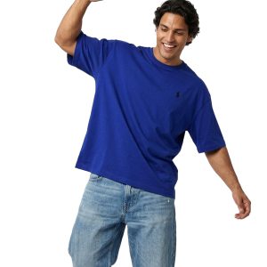 تیشرت Polo یقه گرد مردانه باکسی نخ پنبه ساده مدل 49995