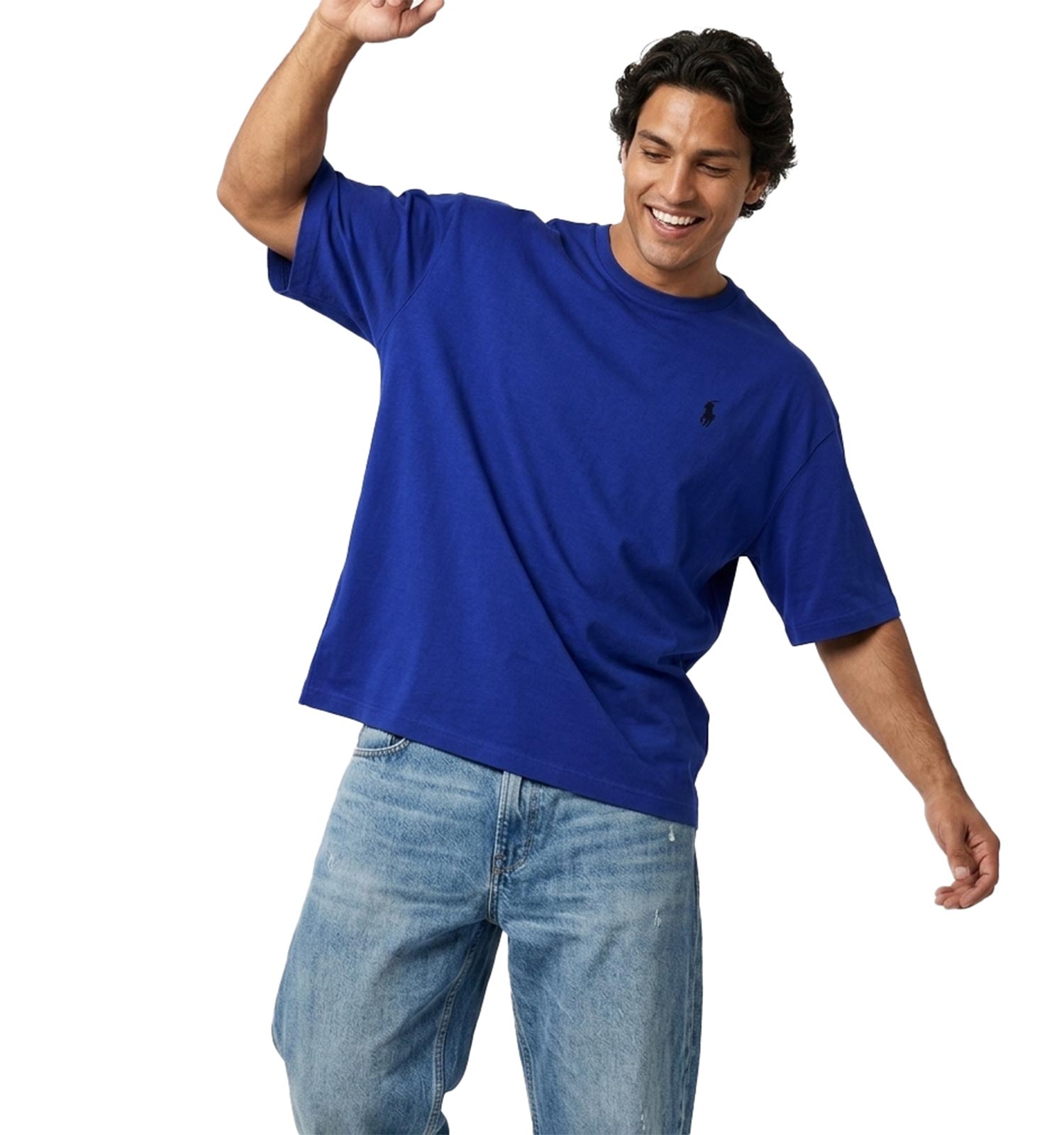 تیشرت Polo یقه گرد مردانه باکسی نخ پنبه ساده مدل 49995