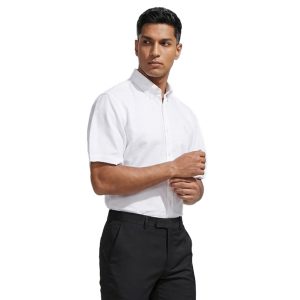 پیراهن نخی مردانه آستین کوتاه ساده سفید Polo مدل 49740