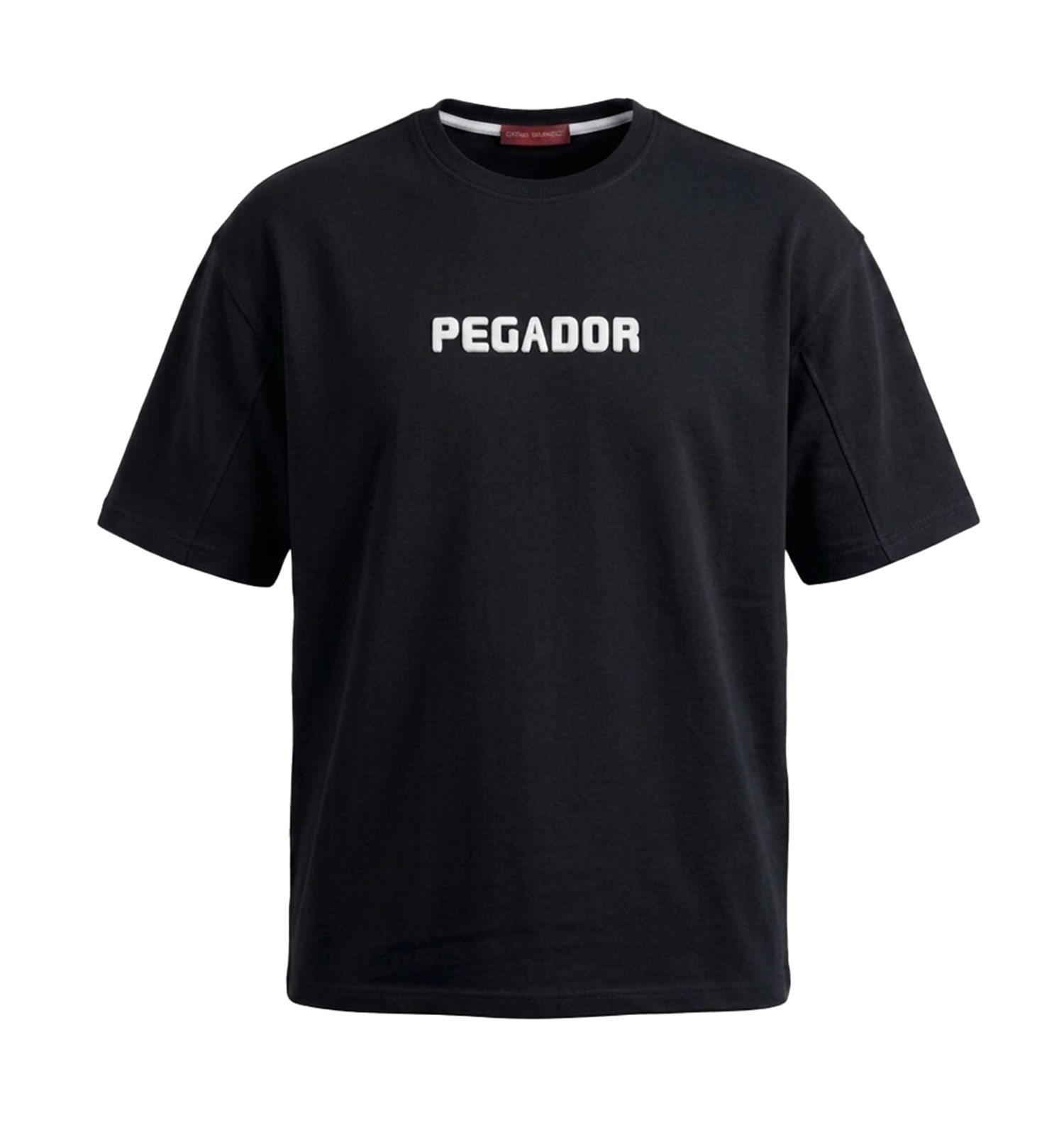 تیشرت Pegador یقه گرد مردانه باکسی مشکی دورس پنبه طرحدار مدل 50117