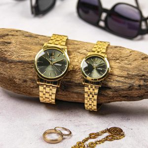 ست ساعت زنانه مردانه Quartz_Green مدل 3979