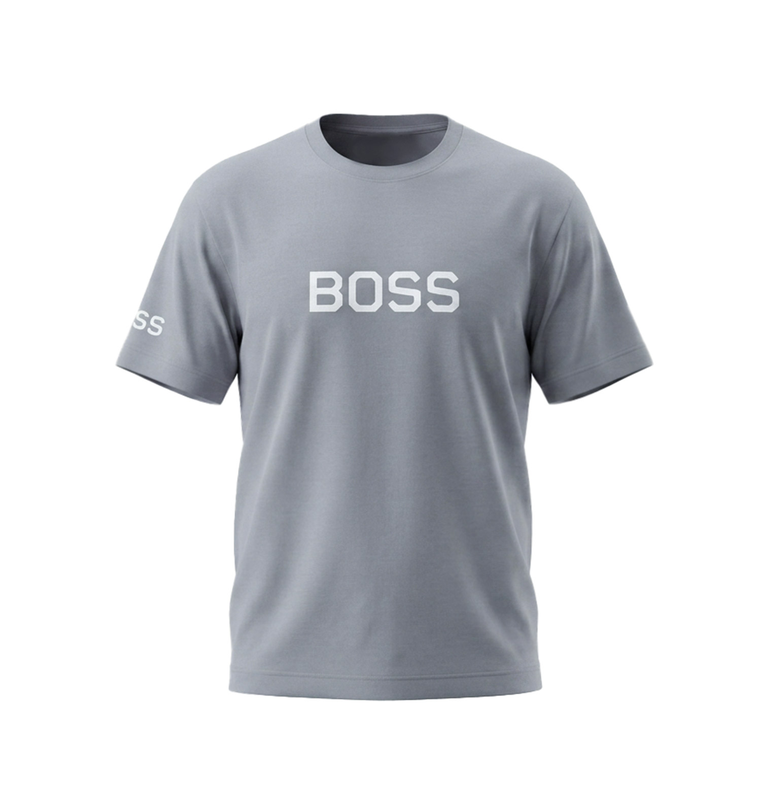 تیشرت Boss یقه گرد مردانه طوسی نخ پنبه طرحدار مدل 50201