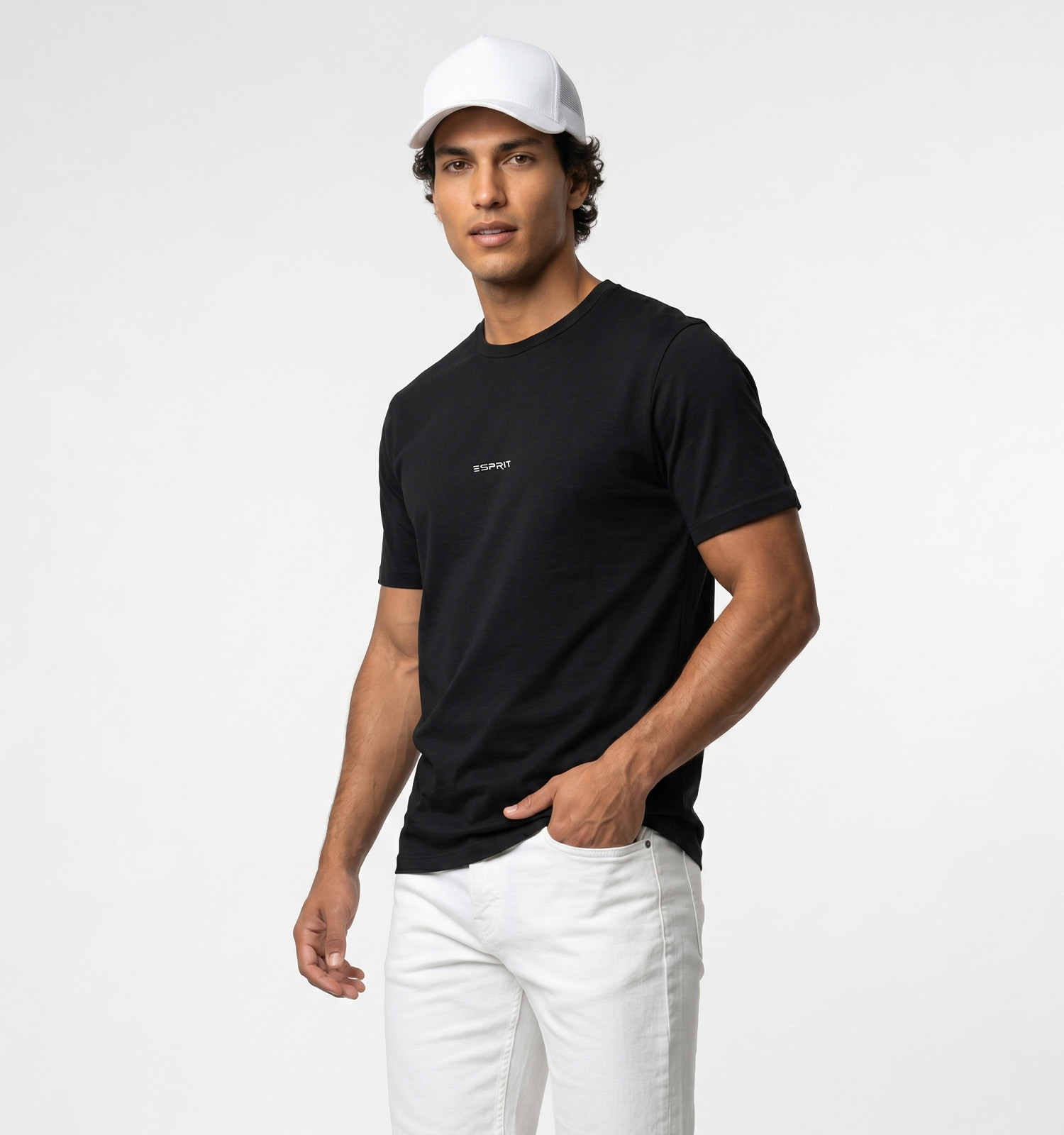 تیشرت Esprit یقه گرد مردانه نرمال نخ پنبه مشکی مدل 50443