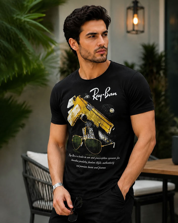 تیشرت مردانه طرح rey ban کد6544