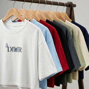 تیشرت Dior یقه گرد زنانه باکسی نخ پنبه طرحدار مدل 50406