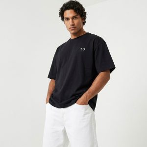 تیشرت Polo یقه گرد مردانه مشکی نخ پنبه طرحدار مدل 50144