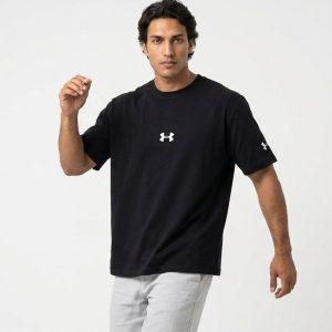 تیشرت Under Armour یقه گرد مردانه مشکی نخ پنبه طرحدار مدل 50203