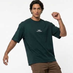 تیشرت D&G یقه گرد مردانه باکسی نخ پنبه طرحدار مدل 50207