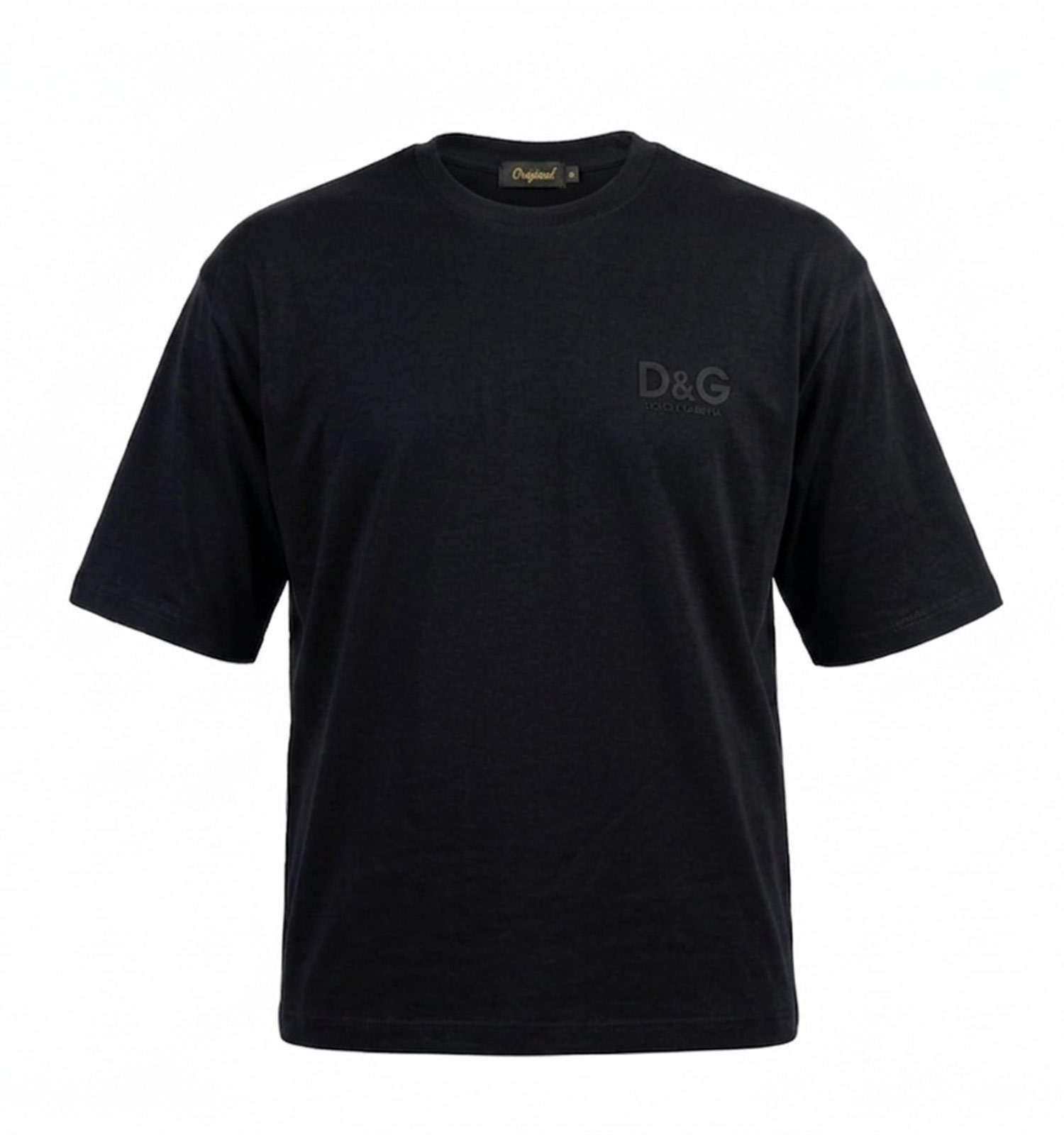 تیشرت D&G یقه گرد مردانه مشکی مچینست طرحدار مدل 50301