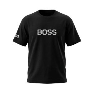 تیشرت Boss یقه گرد مردانه مشکی نخ پنبه طرحدار مدل 50199