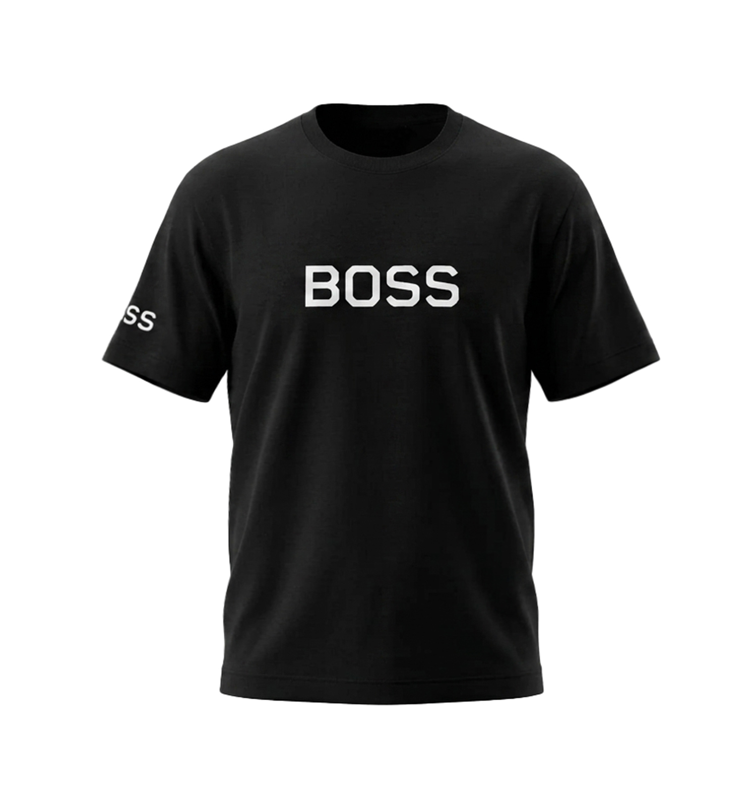 تیشرت Boss یقه گرد مردانه مشکی نخ پنبه طرحدار مدل 50199