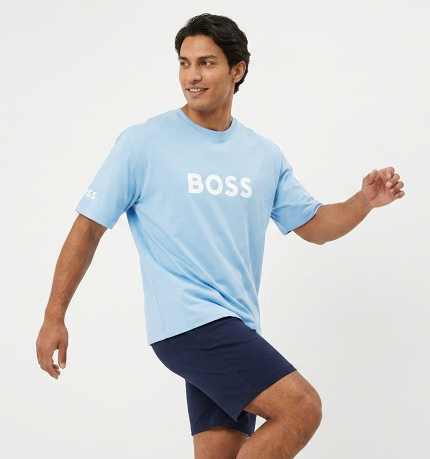 تیشرت Boss یقه گرد مردانه نخ پنبه طرحدار مدل 50197