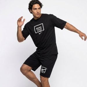 ست مردانه تیشرت شلوارک نخ پنبه مشکی Nike طرحدار مدل 50308