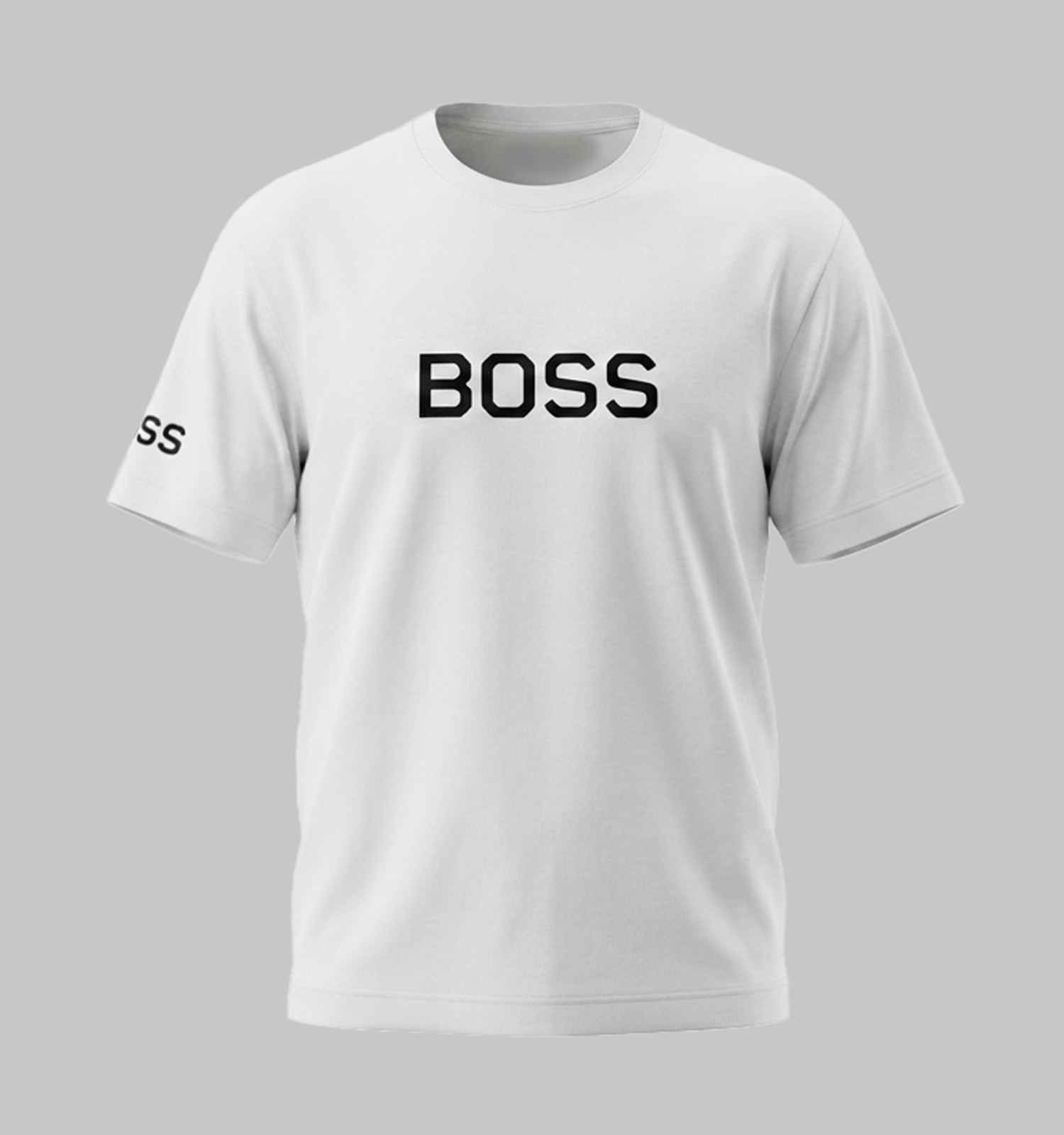 تیشرت Boss یقه گرد مردانه سفید نخ پنبه طرحدار مدل 50200