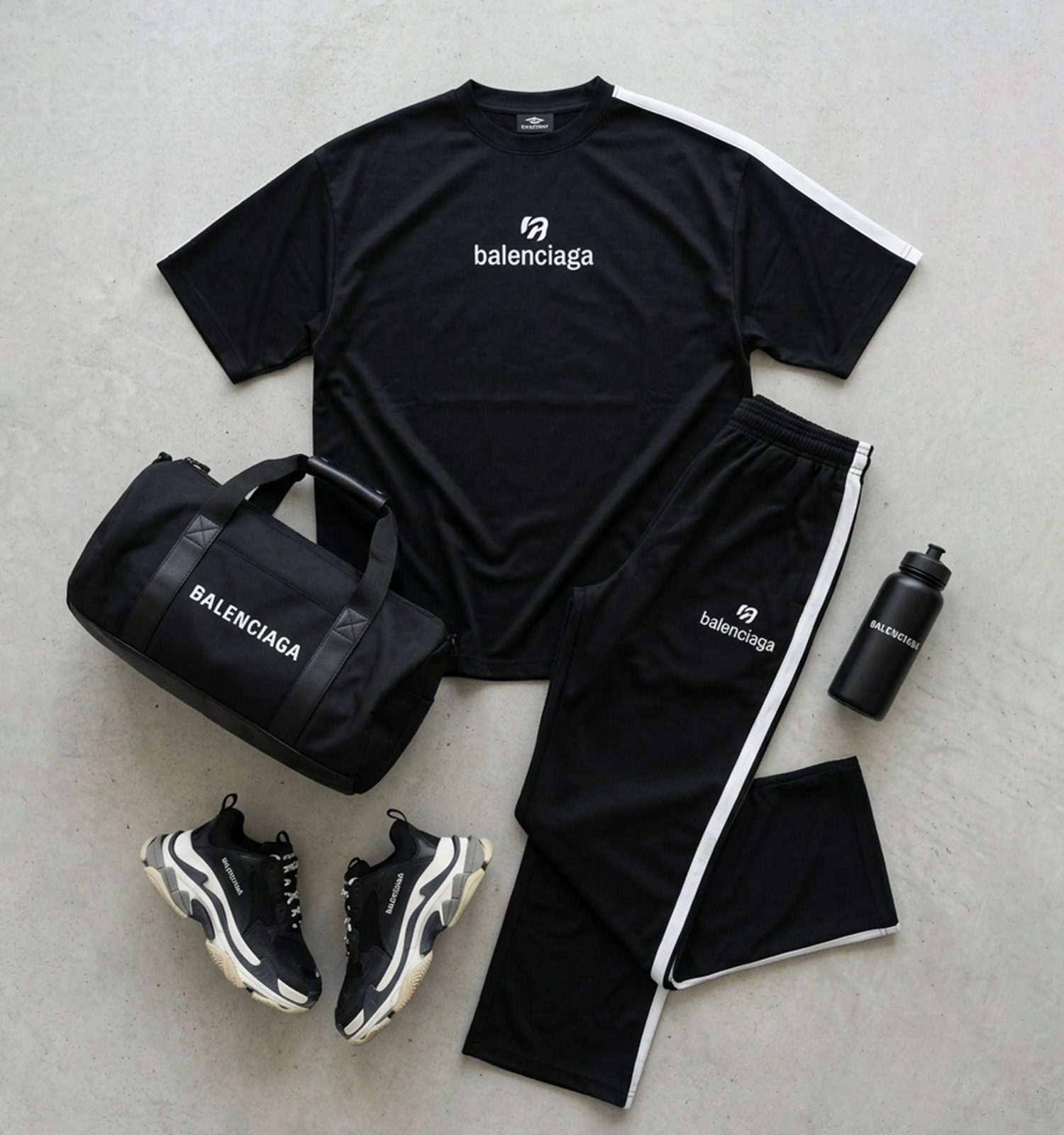 ست مردانه تیشرت باکسی شلوار Balenciaga مشکی مدل 50371