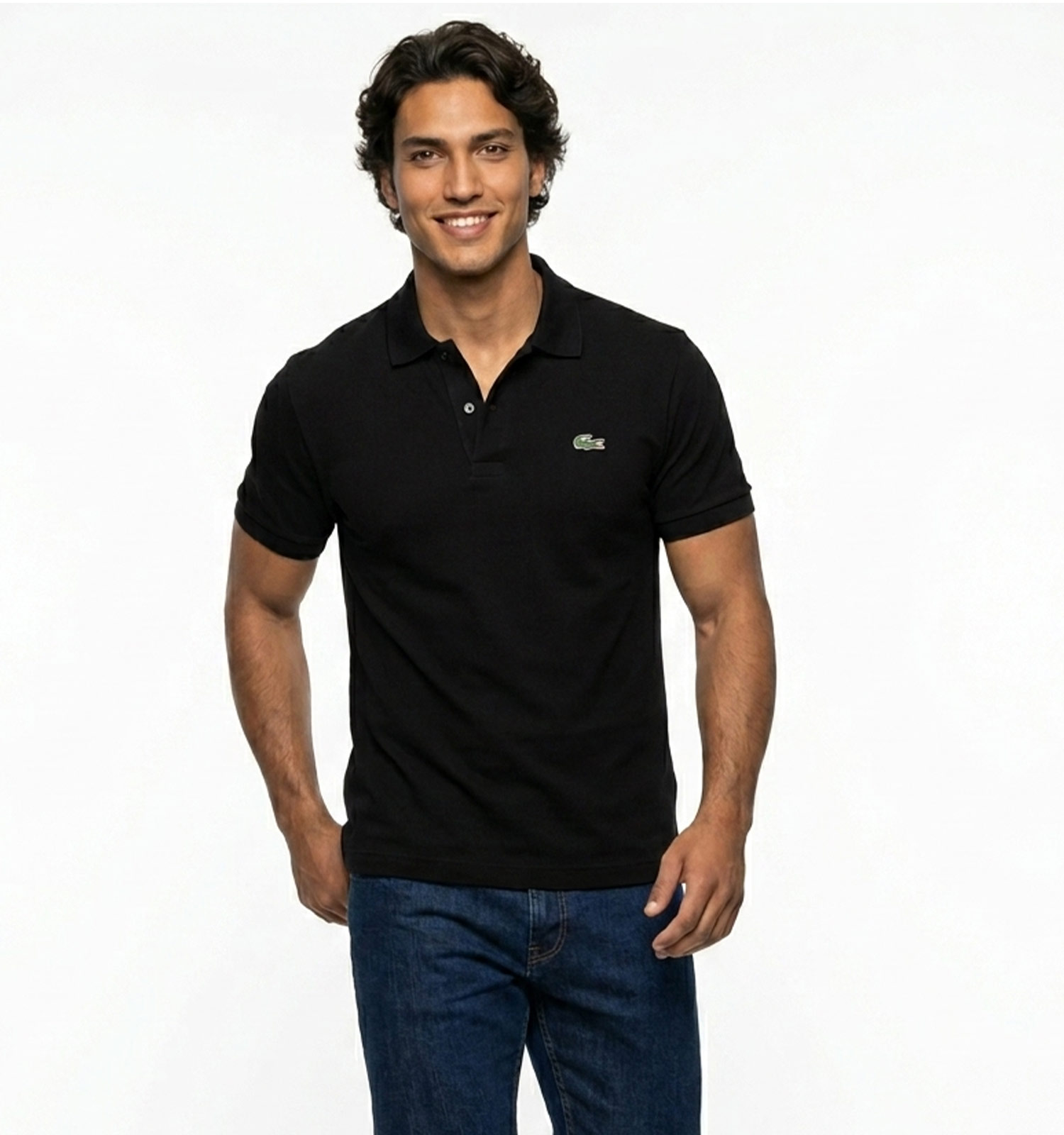 پولوشرت مردانه مشکی جودون ساده Lacoste مدل 50293