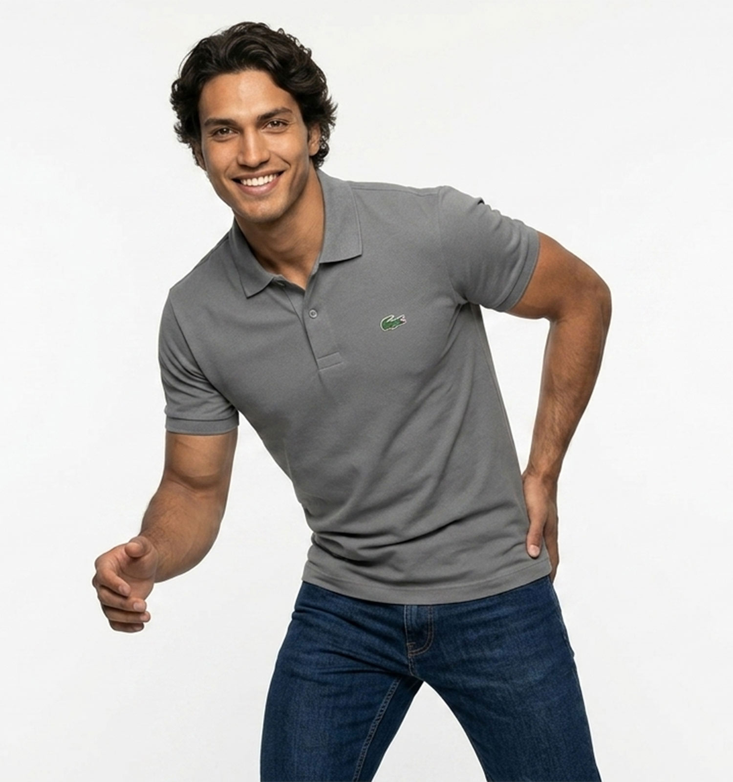 پولوشرت مردانه طوسی جودون ساده Lacoste مدل 50291