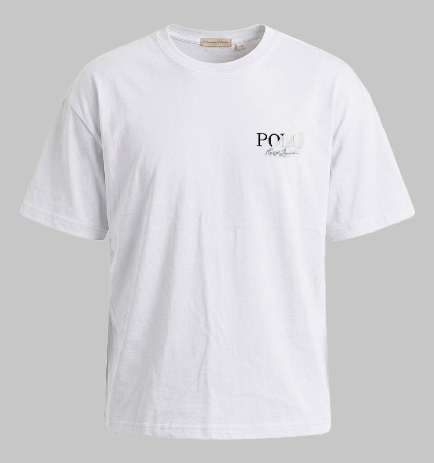 تیشرت Polo یقه گرد مردانه سفید نخ پنبه طرحدار مدل 50141