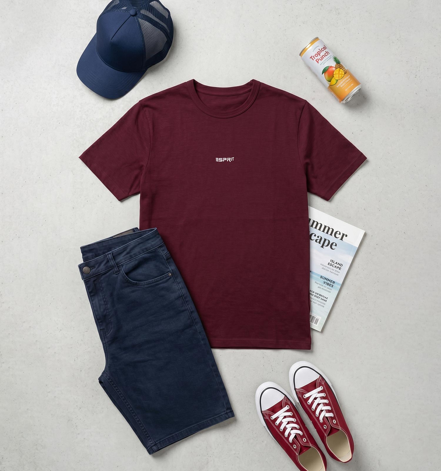 تیشرت Esprit یقه گرد مردانه نرمال نخ پنبه مدل 50442