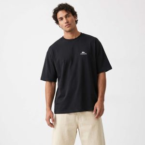 تیشرت Lacoste یقه گرد مردانه باکسی مشکی مدل 50434
