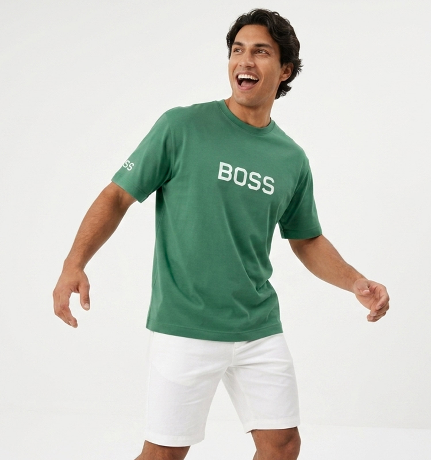 تیشرت Boss یقه گرد مردانه نخ پنبه طرحدار مدل 50198