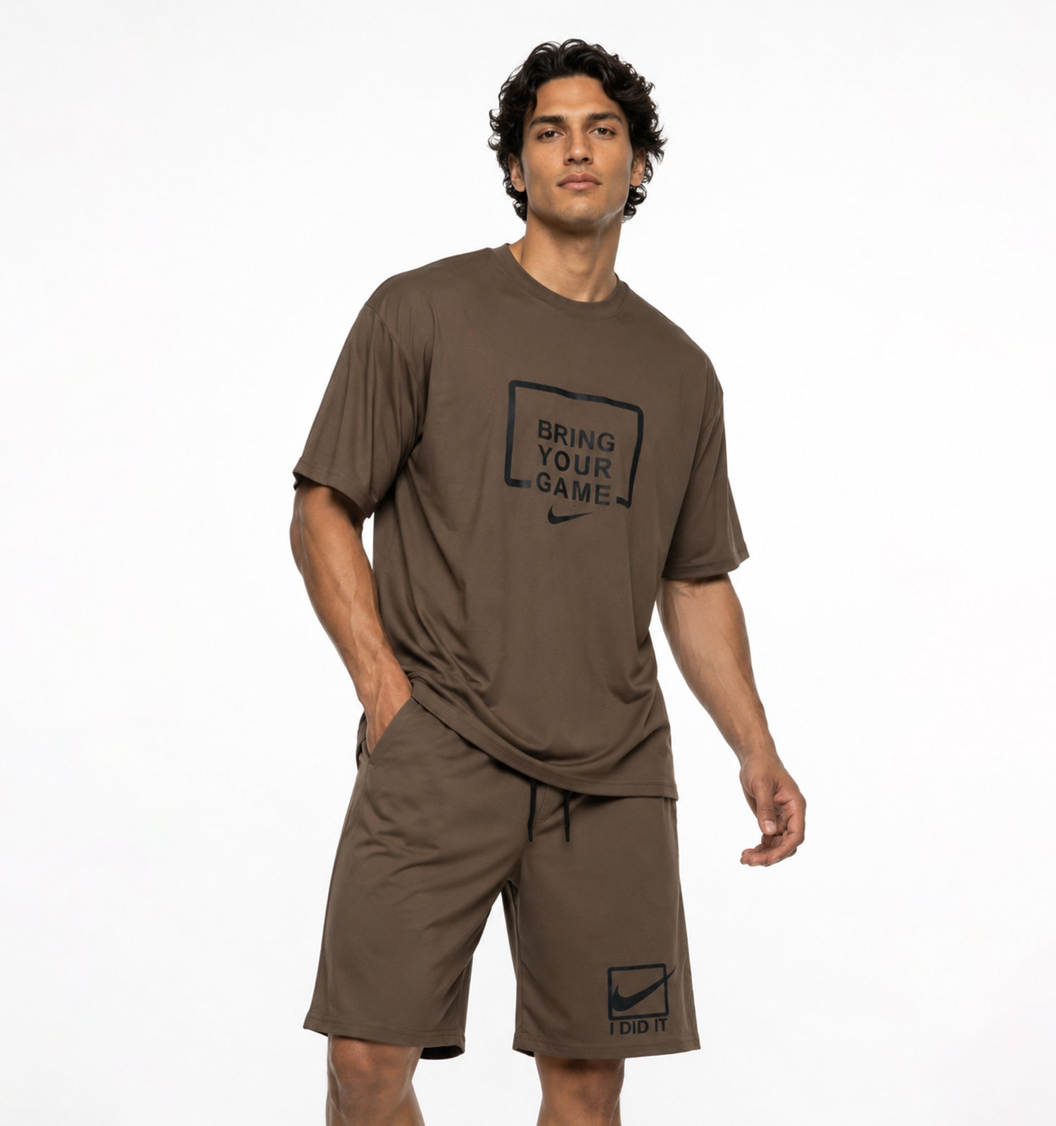 ست مردانه تیشرت شلوارک نخ پنبه Nike طرحدار مدل 50310