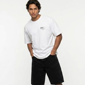 تیشرت Polo یقه گرد مردانه سفید نخ پنبه طرحدار مدل 50141