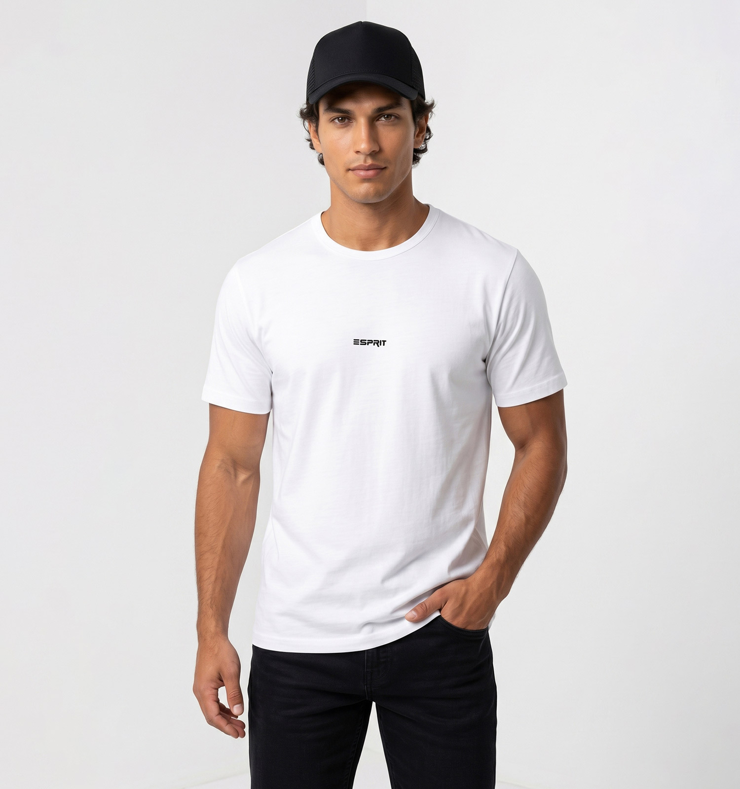تیشرت Esprit یقه گرد مردانه نرمال نخ پنبه سفید مدل 50445