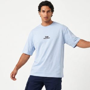 تیشرت D&G یقه گرد مردانه باکسی نخ پنبه طرحدار مدل 50209