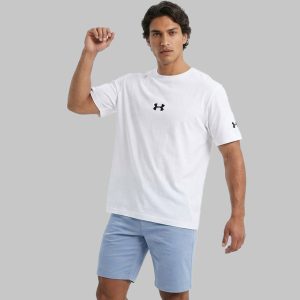 تیشرت Under Armour یقه گرد مردانه سفید نخ پنبه طرحدار مدل 50204